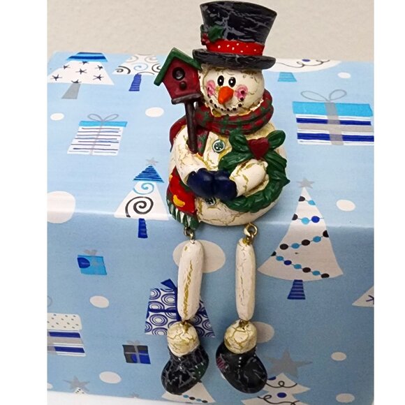 Holiday Shelf Sitting Figurine: Hanging Snowman, Moose & Santa - Picture 2 of 7
